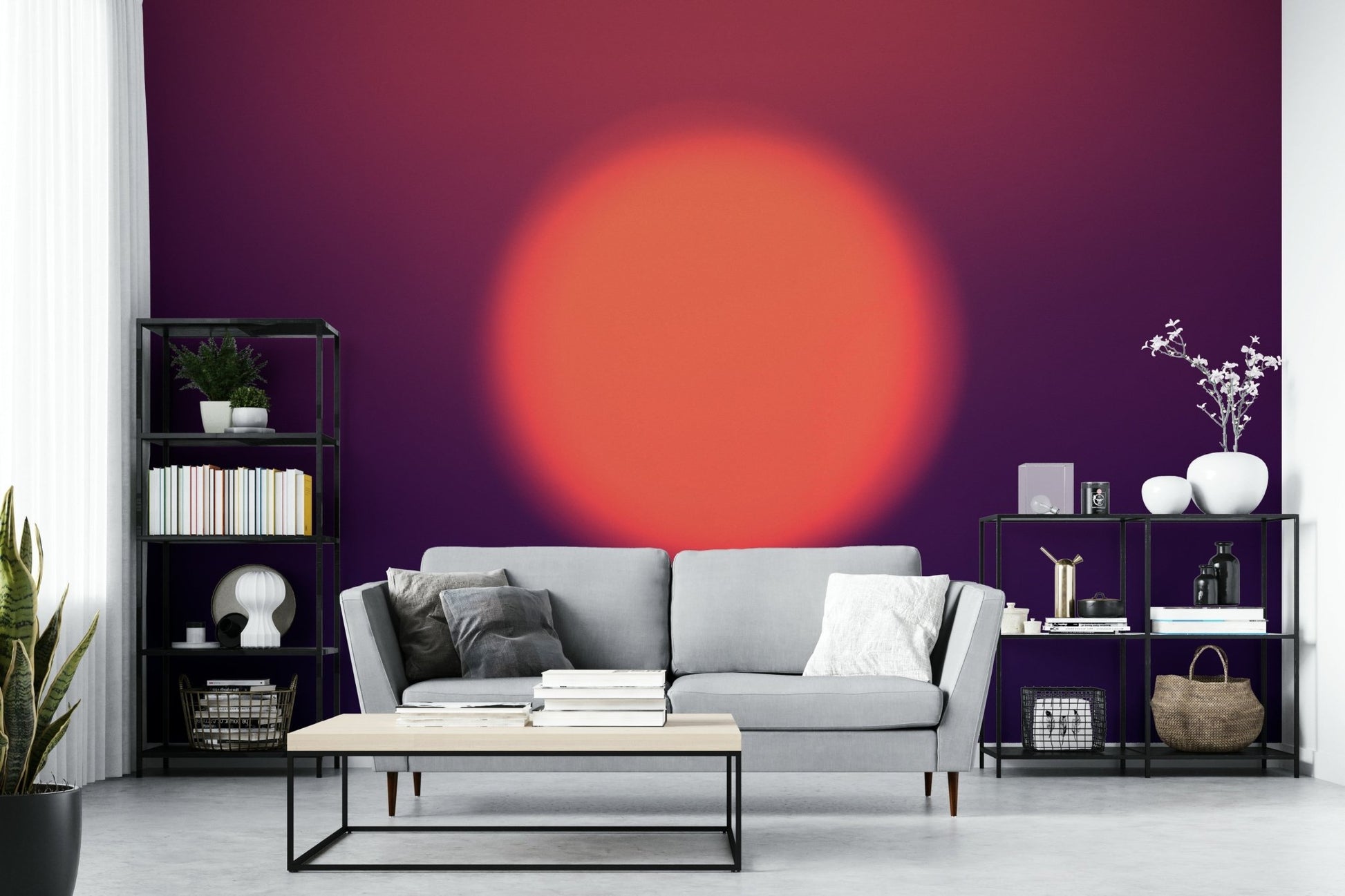 A serene blurred light wall mural for contemplative decor.

