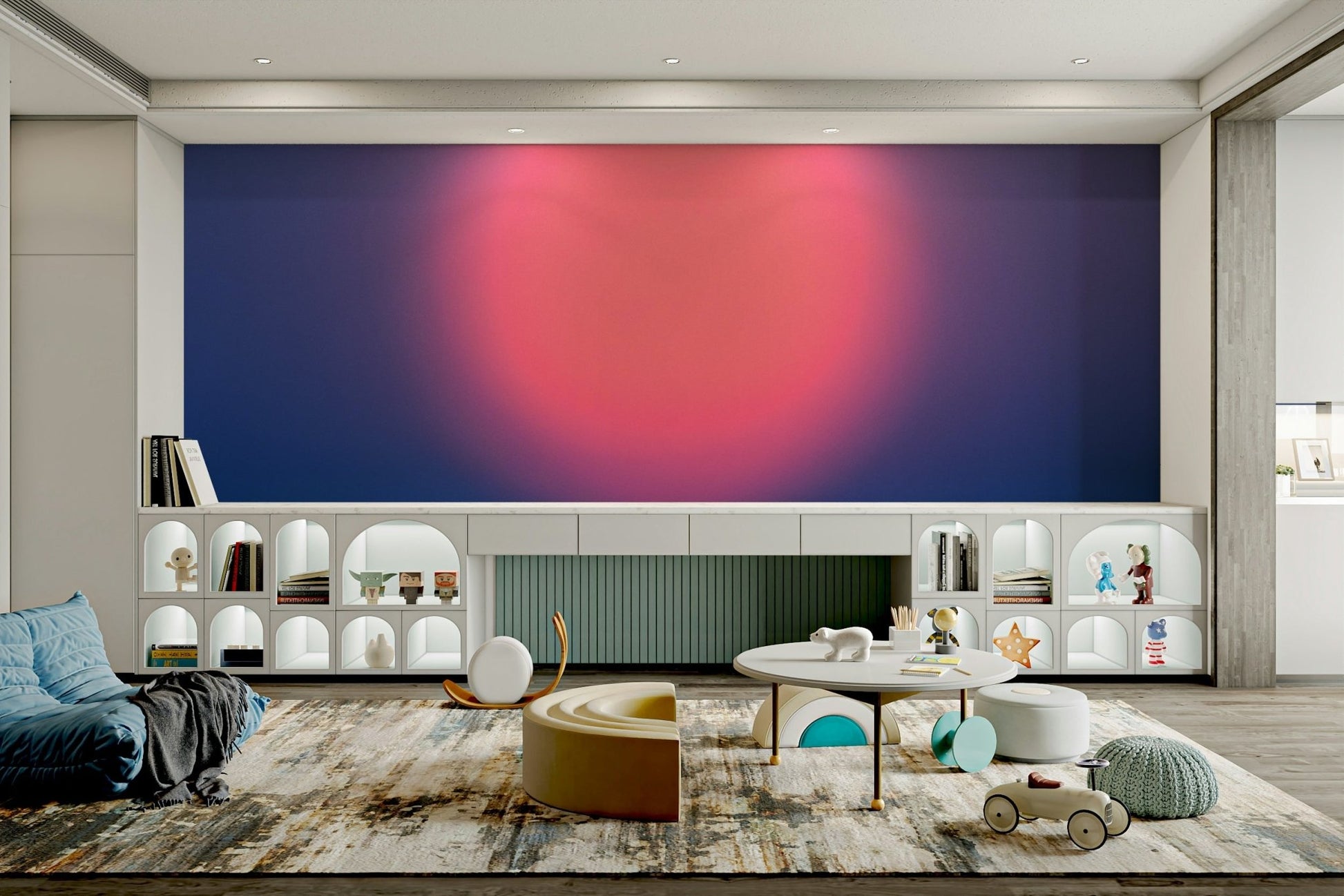 A beautiful modern sunset wall mural for a living room.

