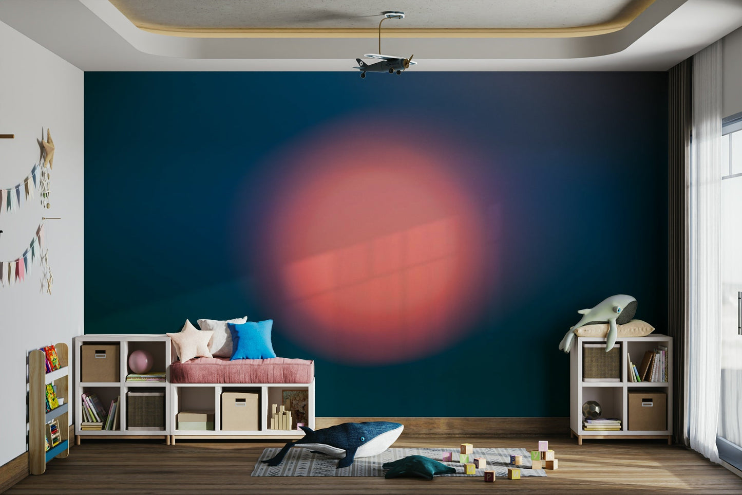 A modern abstract wallpaper for walls with warm hues.

