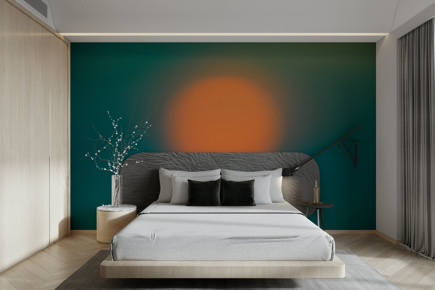 An artistic abstract sphere mural for home decor.

