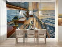 A Mariner's Dream Wall Mural used as a backdrop in a guest suite wallpaper.