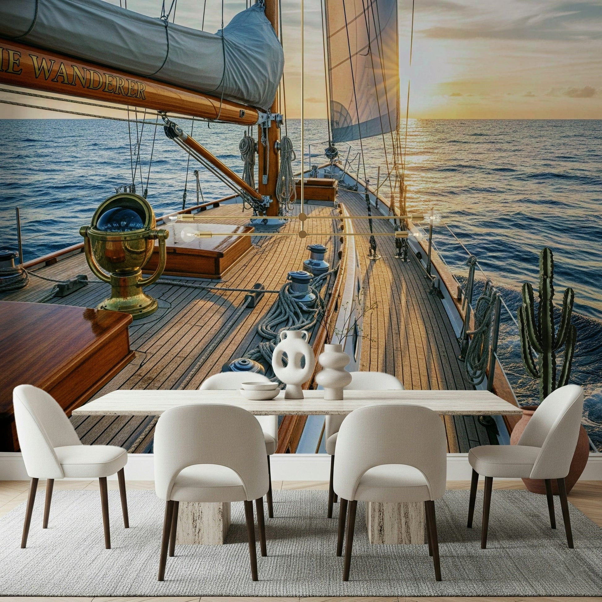 Nature inspired maritime wall mural for a peaceful reading nook wallpaper.