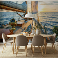 Sophisticated sea themed wallpaper for a feature wall in a home office wall mural.