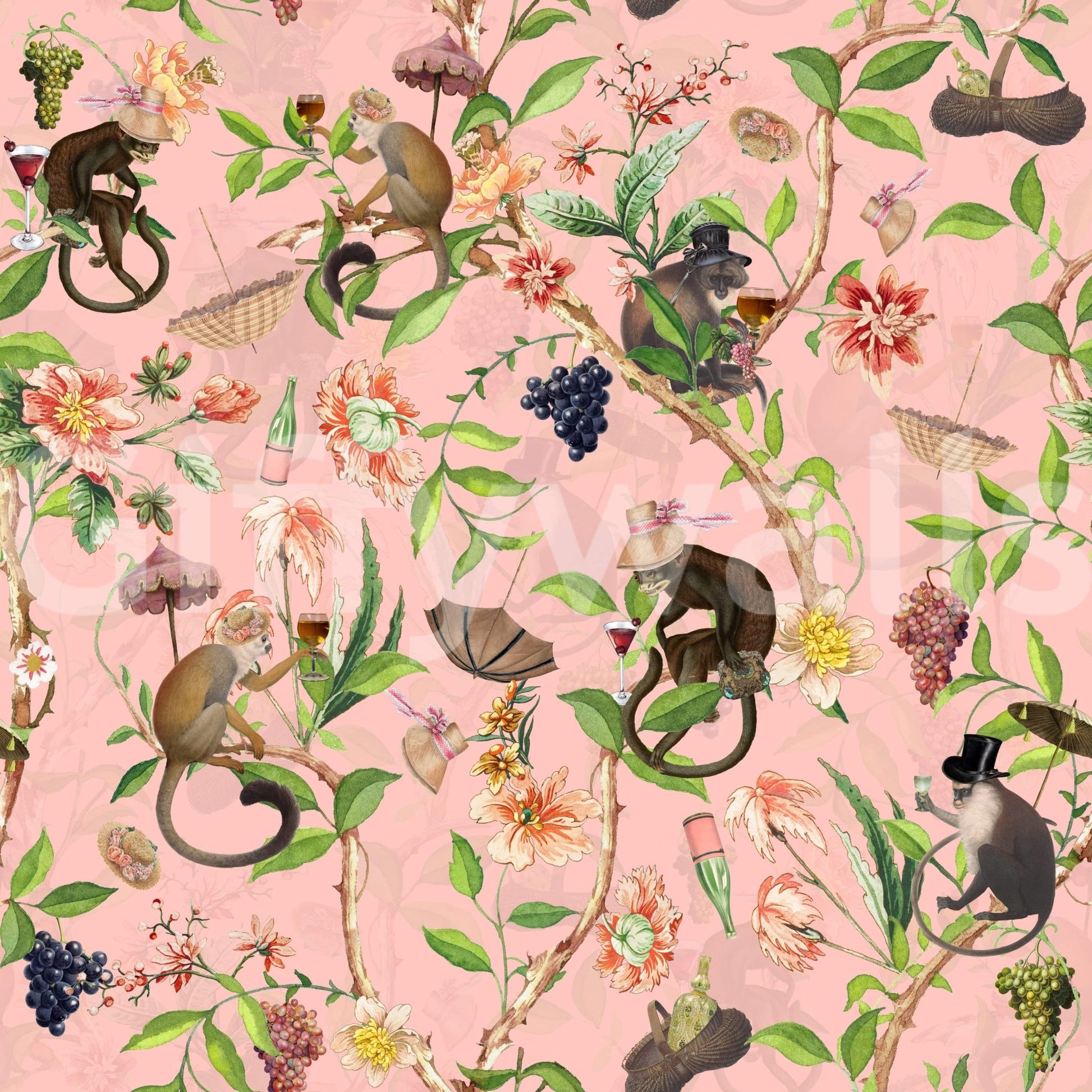 Scenic wildlife wallpaper providing an adventurous and playful interior feel., GD1459