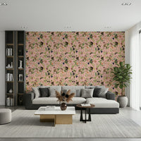Botanical garden wall mural with vibrant greenery and hidden animal figures., GD1459