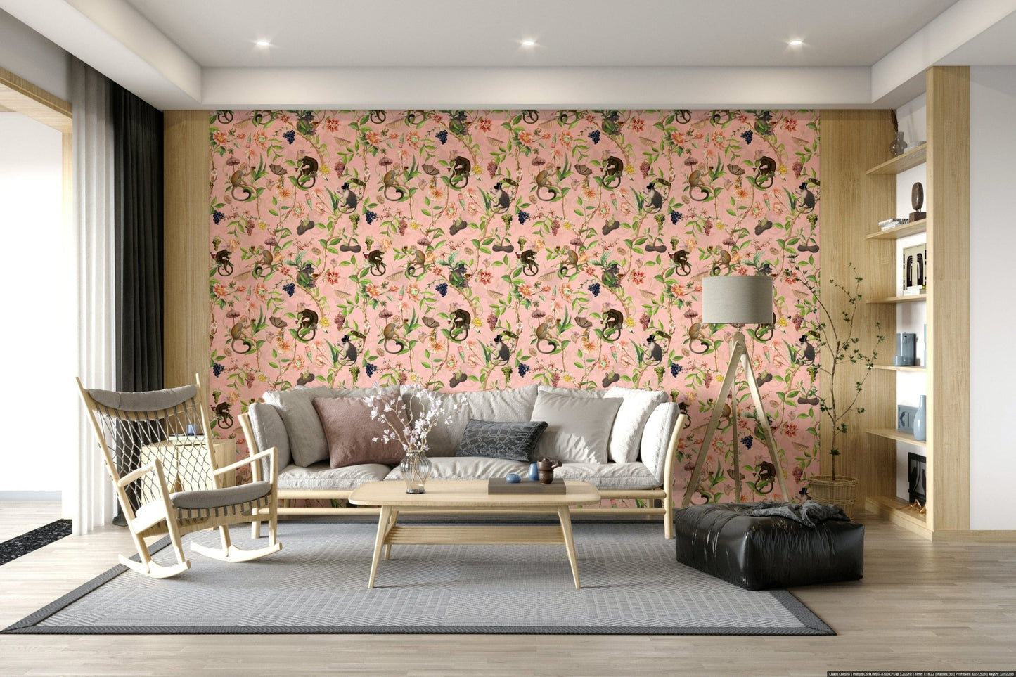 Artistic garden wallpaper with bright emerald fronds and sunlit accents., GD1459
