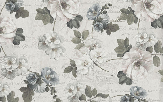 Abstract White Floral Design Wall Mural