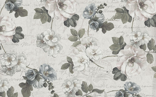 Abstract White Floral Design Wall Mural