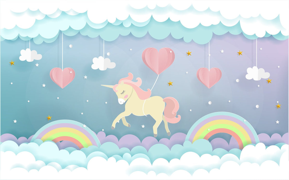 Running Unicorn with Clouds Wallpaper