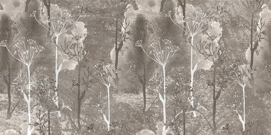 Sepia Gray Colored Abstract Forest Trees Wallpaper Murals