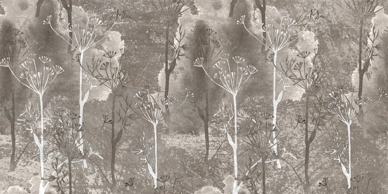 Sepia Gray Colored Abstract Forest Trees Wallpaper Murals