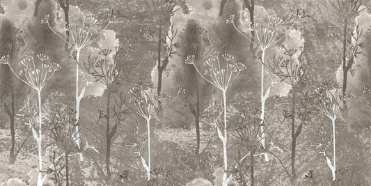 Sepia Gray Colored Abstract Forest Trees Wallpaper Murals