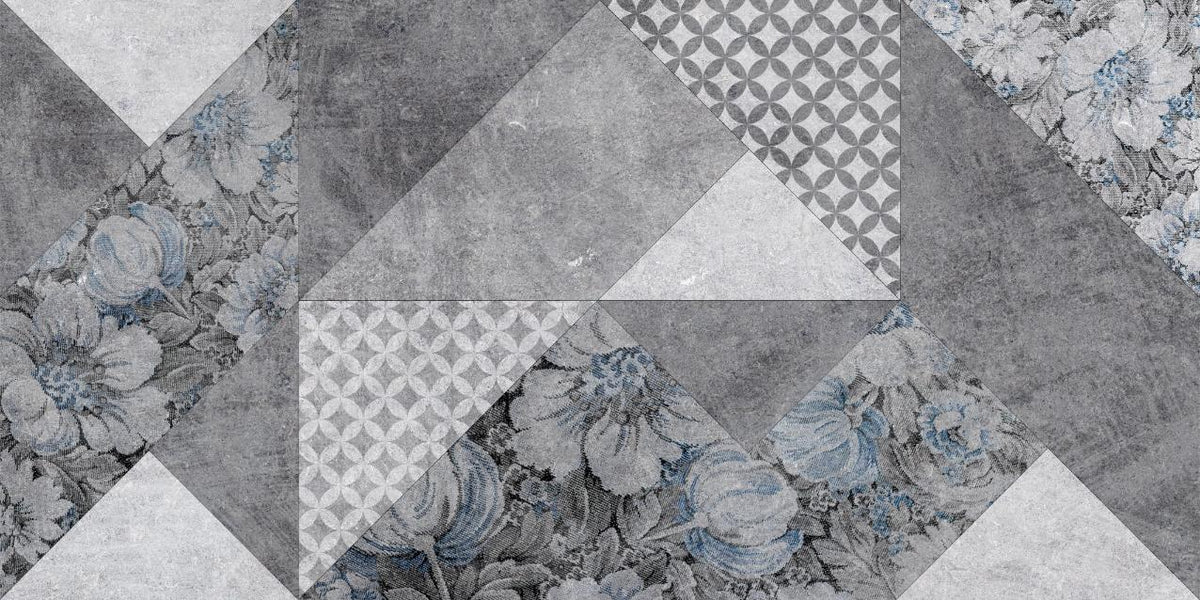 Gray Colored Geometric Flowers Wallpaper Murals in your room — zoomed