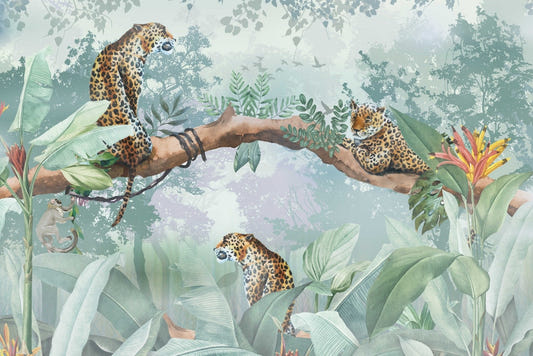 Leopard on the Trees Wallpaper Mural