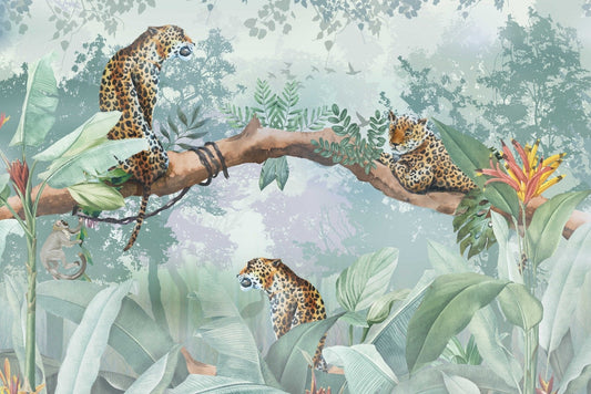 Leopard on the Trees Wallpaper Mural