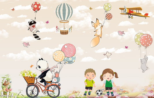Happy Kids in Garden Wallpaper Mural