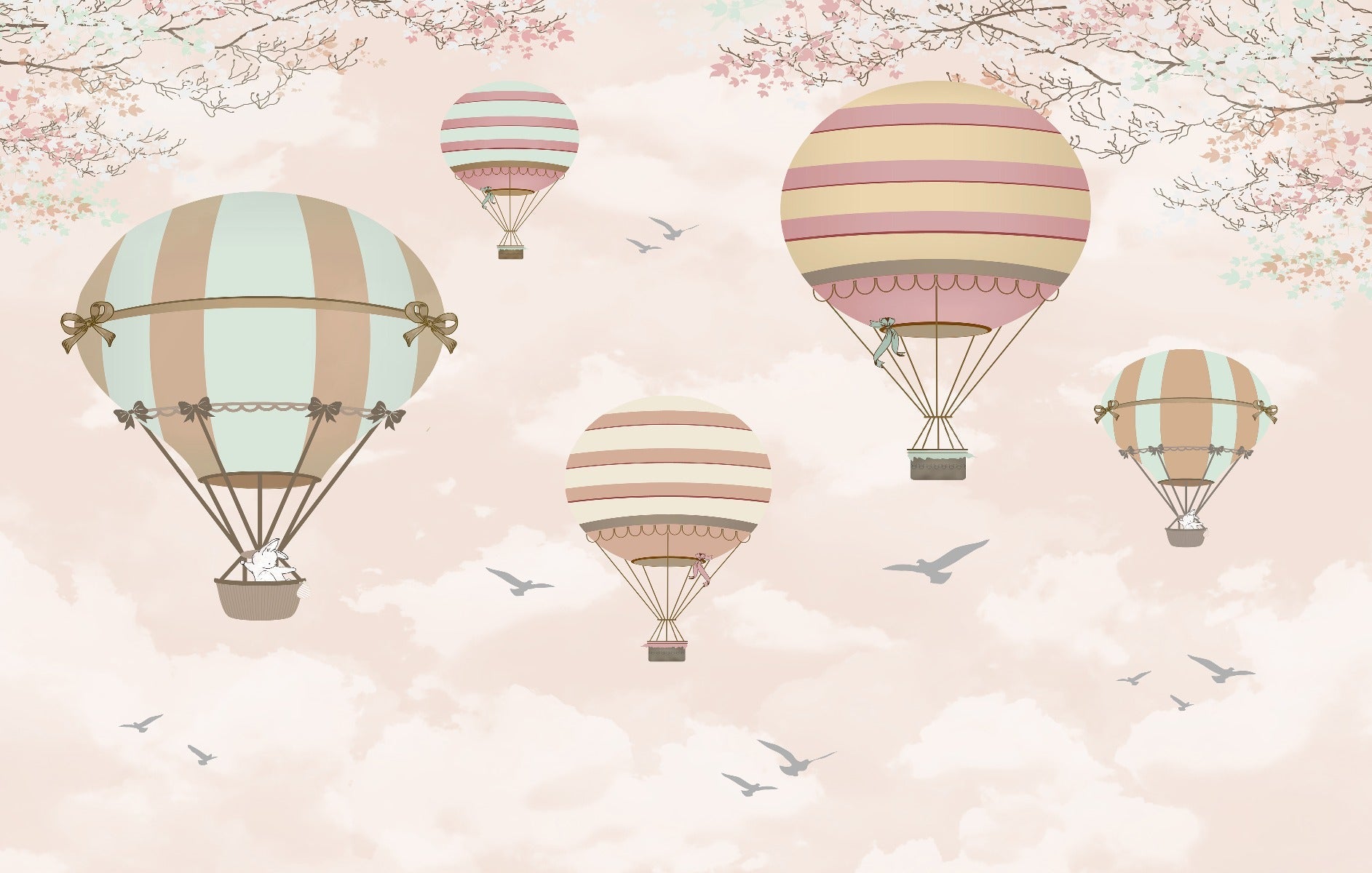 Ballons in the Sky Kids Room Wallpaper Mural