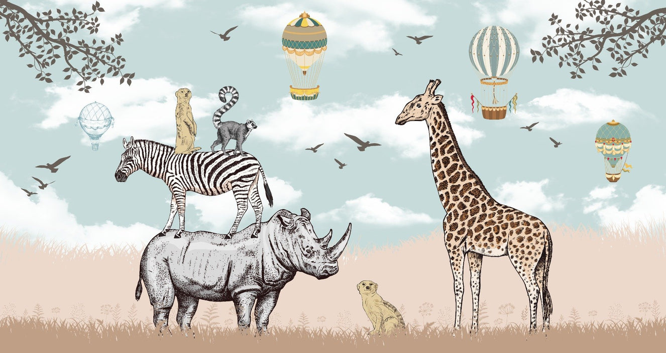 Savannah Animals Kids Room Wallpaper Mural