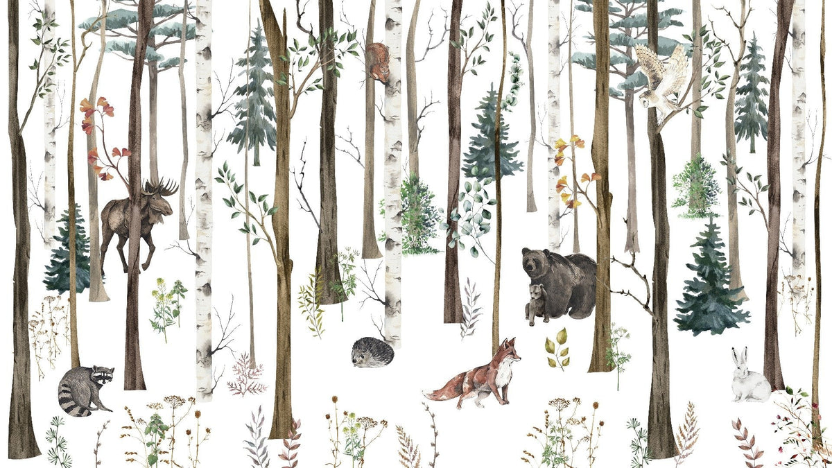 Kids Snow Forest Wallpaper Mural in your room — zoomed