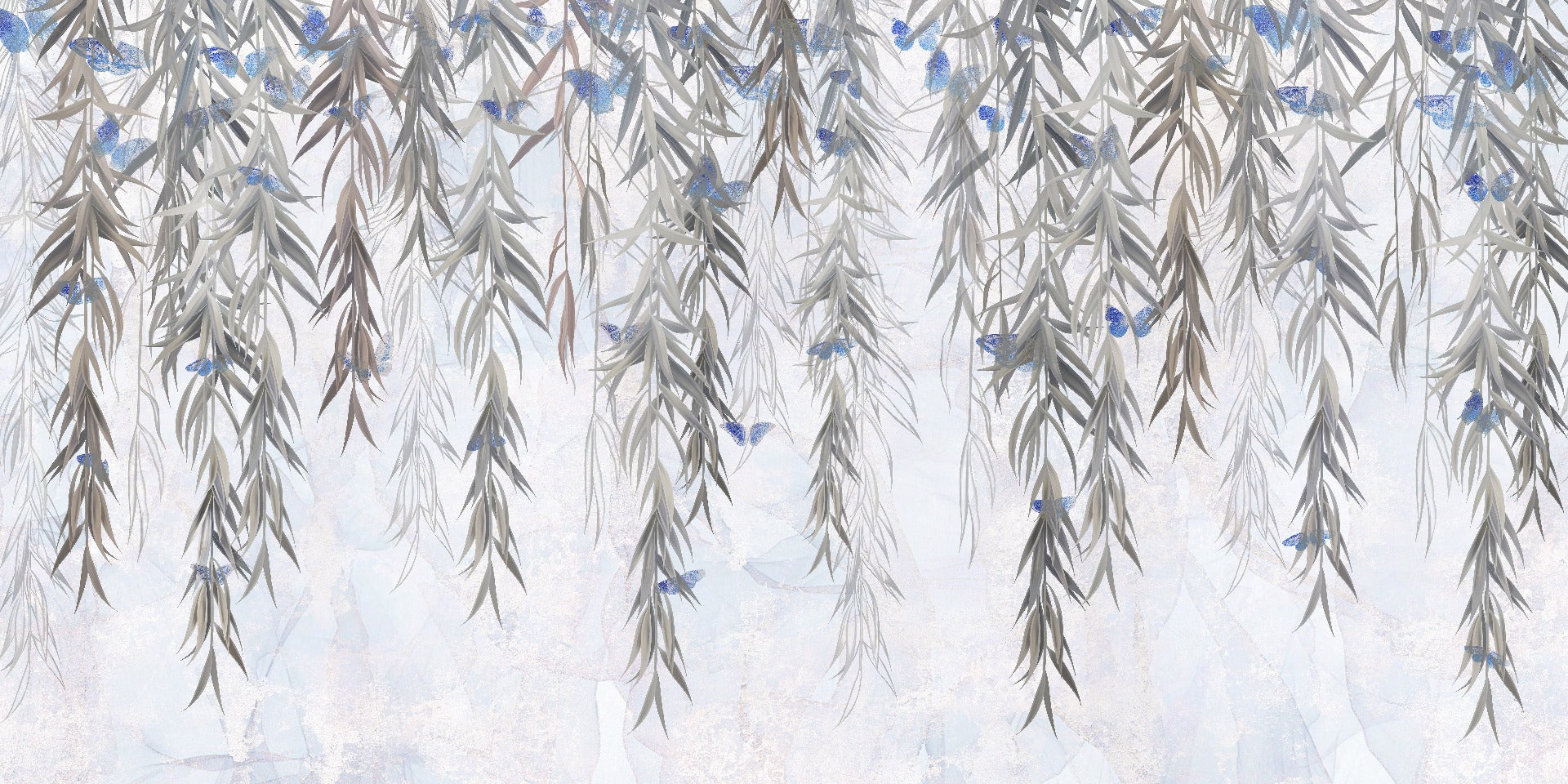 Hanging Willows on Grey Wallpaper Mural