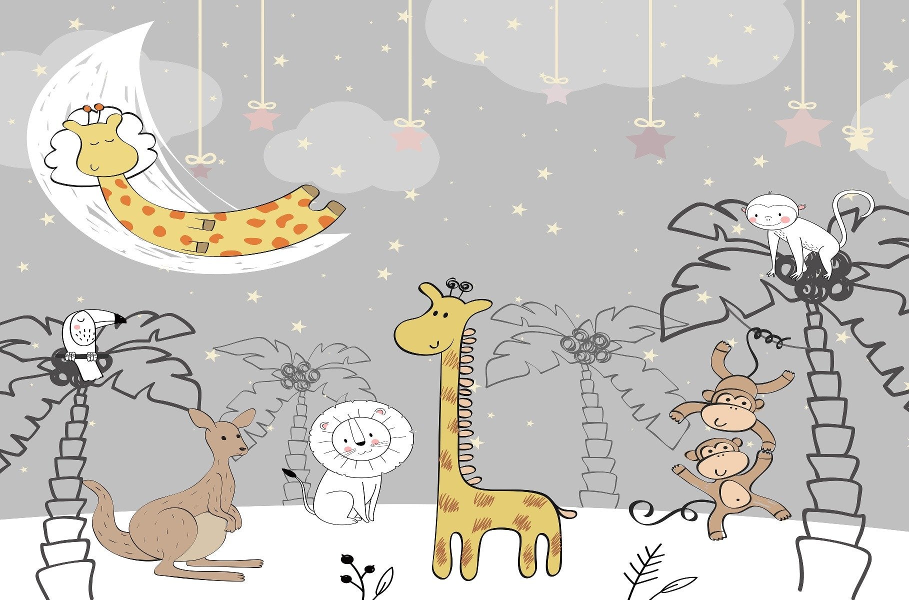 Kids Jungle Animal Friends Wall Mural