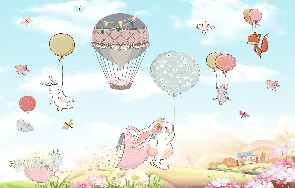 Animated Cartoon Kids Room Wallpaper Mural in your room — zoomed