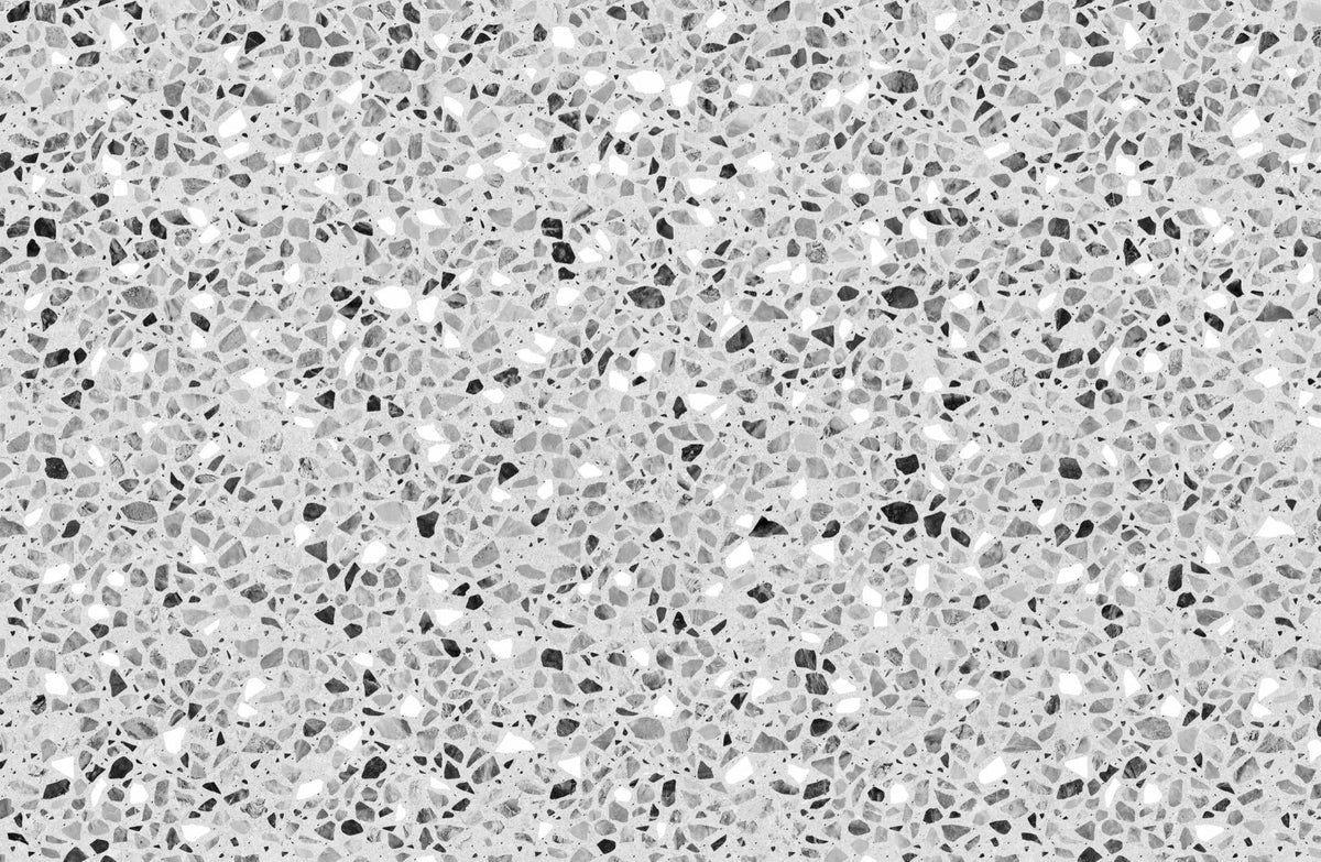 Gray Terrazzo Stone Pattern Wallpaper in your room — zoomed