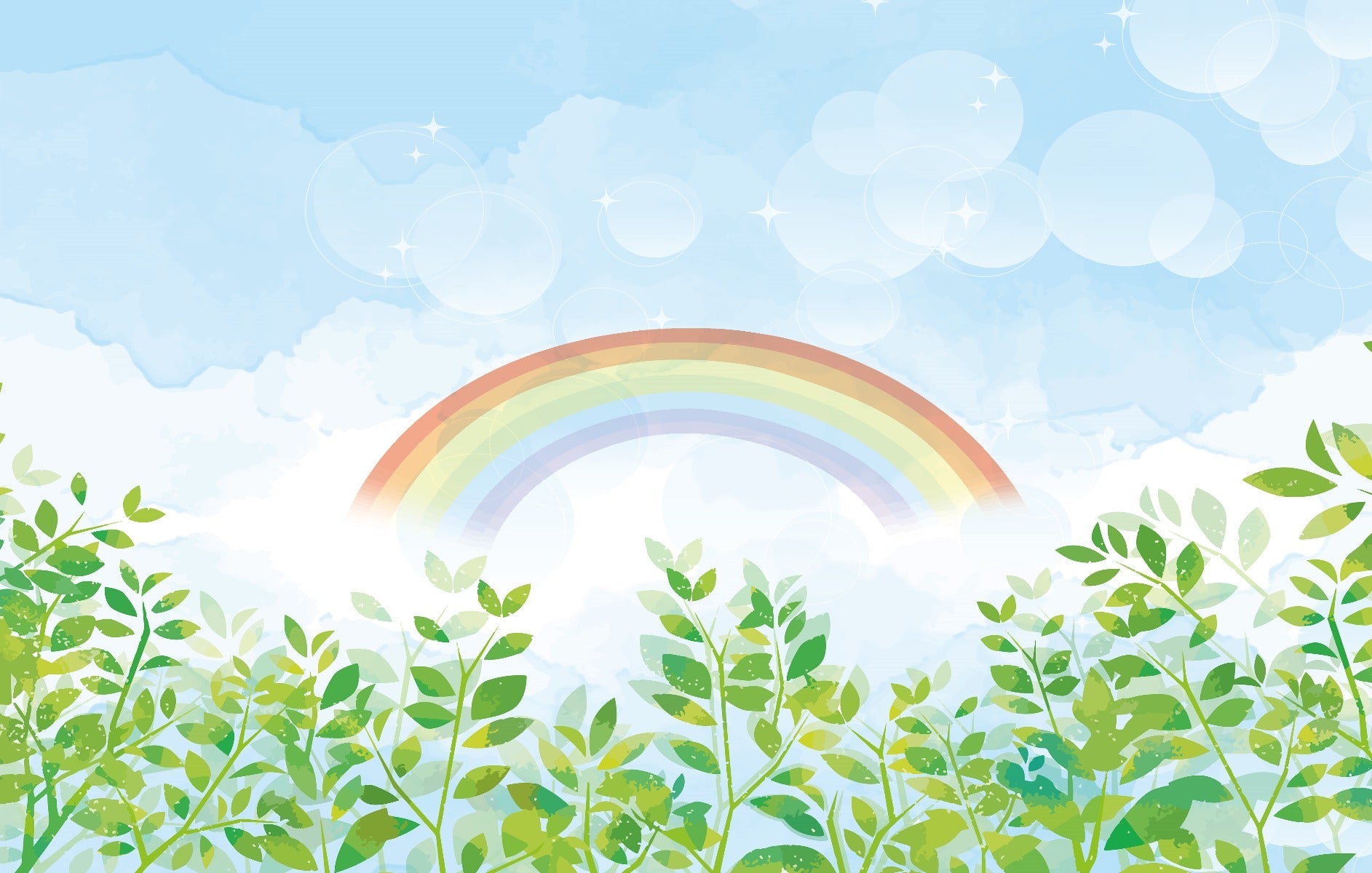 Blue & Green Watercolor Rainbow Kids Wall Mural