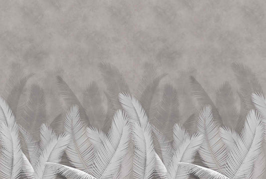 Palm leaves with gray color wallpaper
