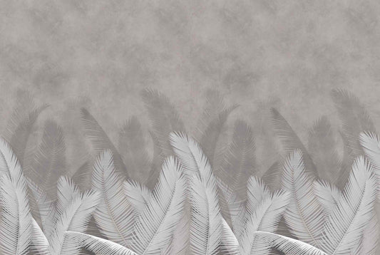 Palm leaves with gray color wallpaper