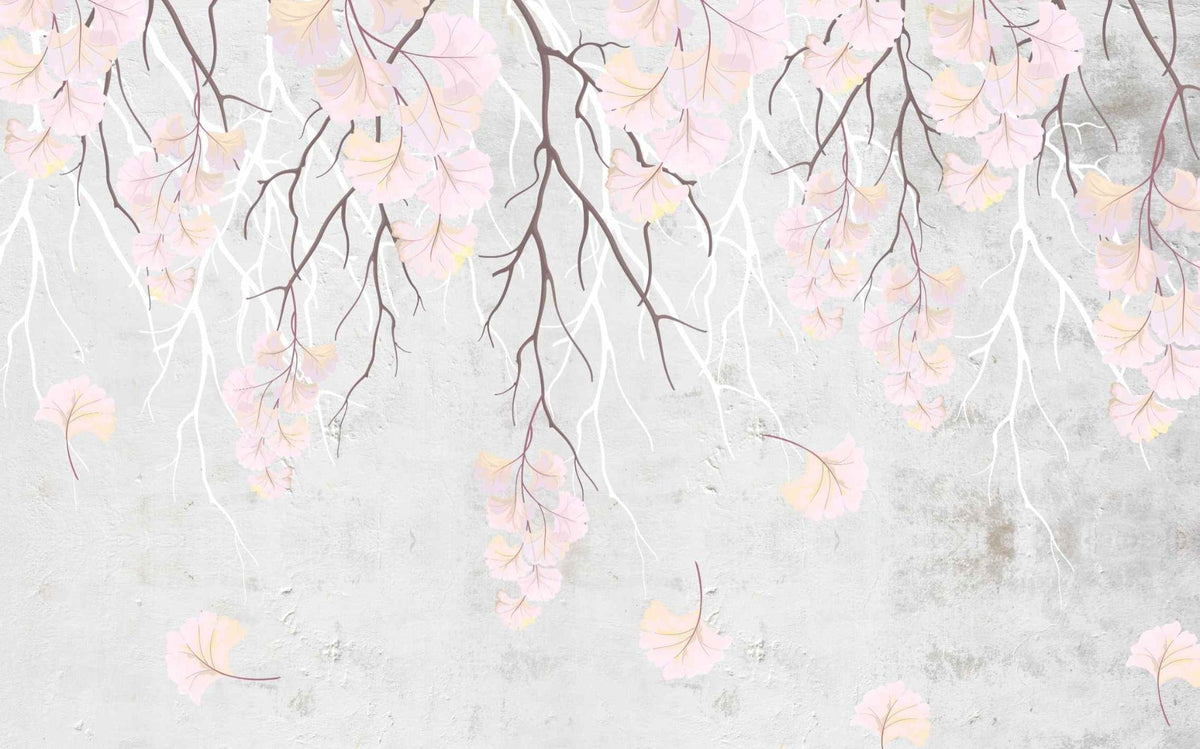 Hanging pink flowers Wallpaper Mural in your room — zoomed
