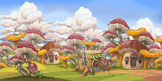 Vibrant Mushroom Kids City Wall Mural