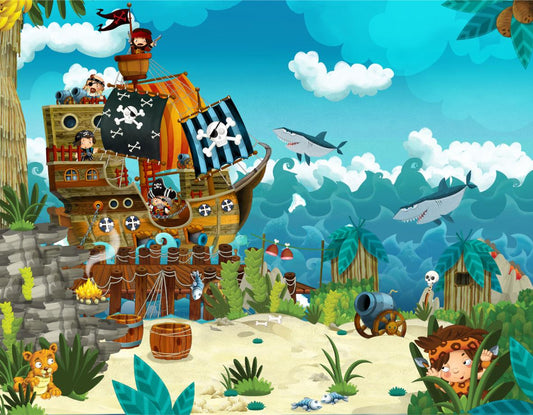 Pirates On The Sea Kids Wallpaper Mural