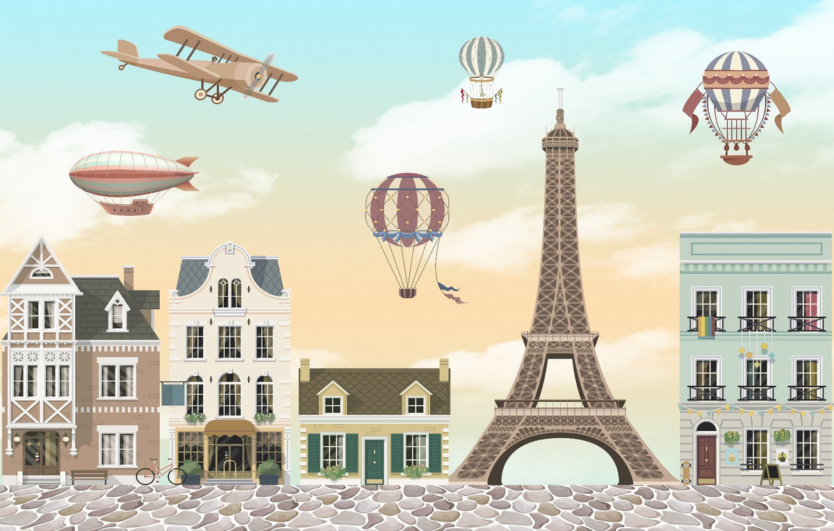 Children Room Eiffel Tower City Wallpaper Mural
