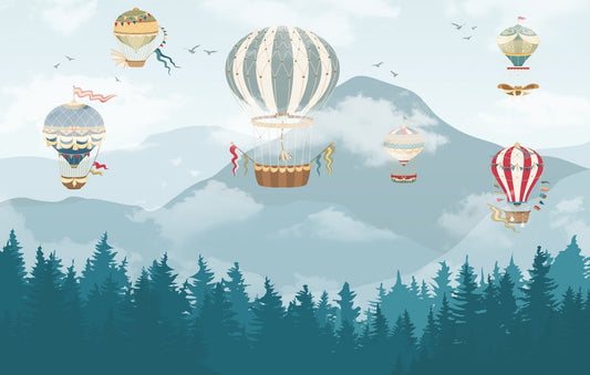 Jolly Hot Air Balloons Kids Room Wallpaper Mural