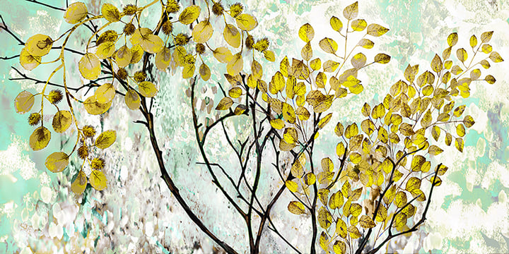 Yellow Oil Painting Canvas Effect Flower Wall Mural