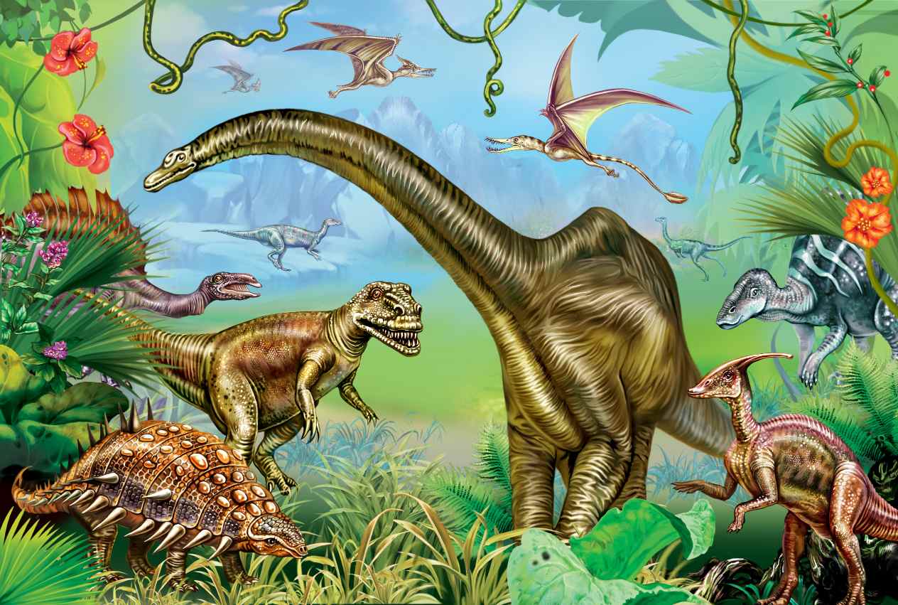 Vibrant colored Dinosaur World Wallpaper
