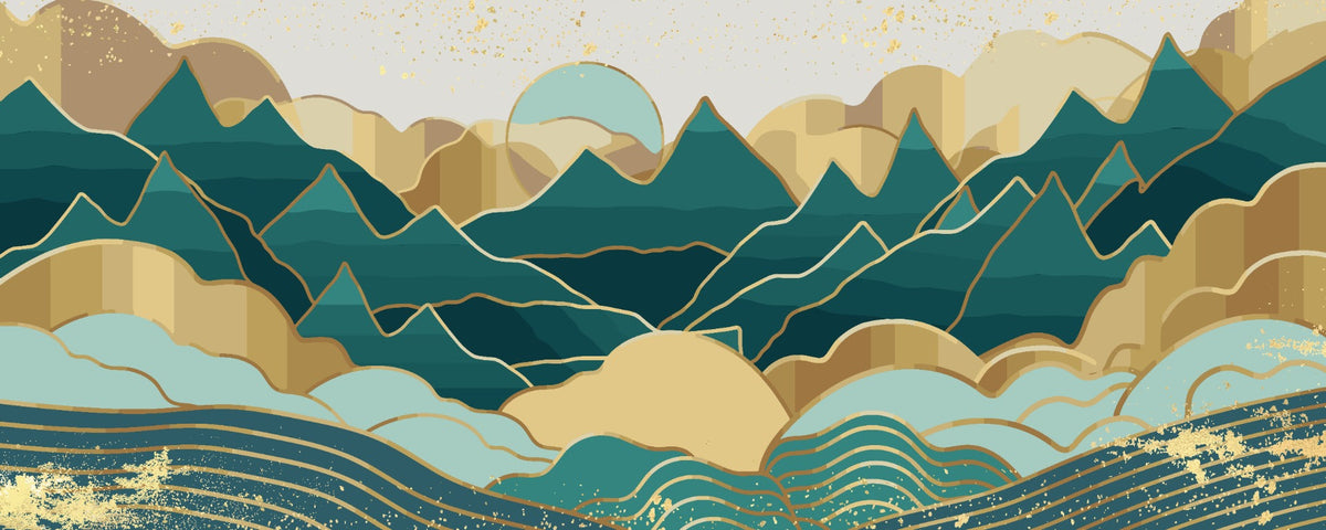 Golden Green Handmade Mount 3D Wallpaper Mural in your room — zoomed