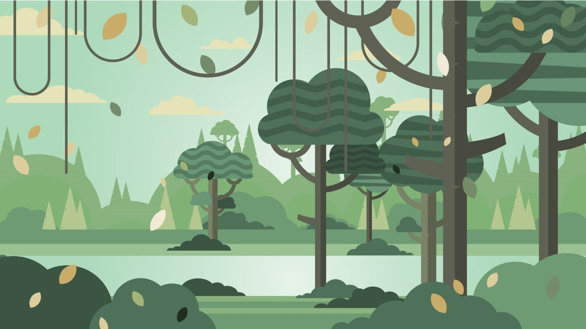Green Botanical Prints Wall Mural for Kids Room