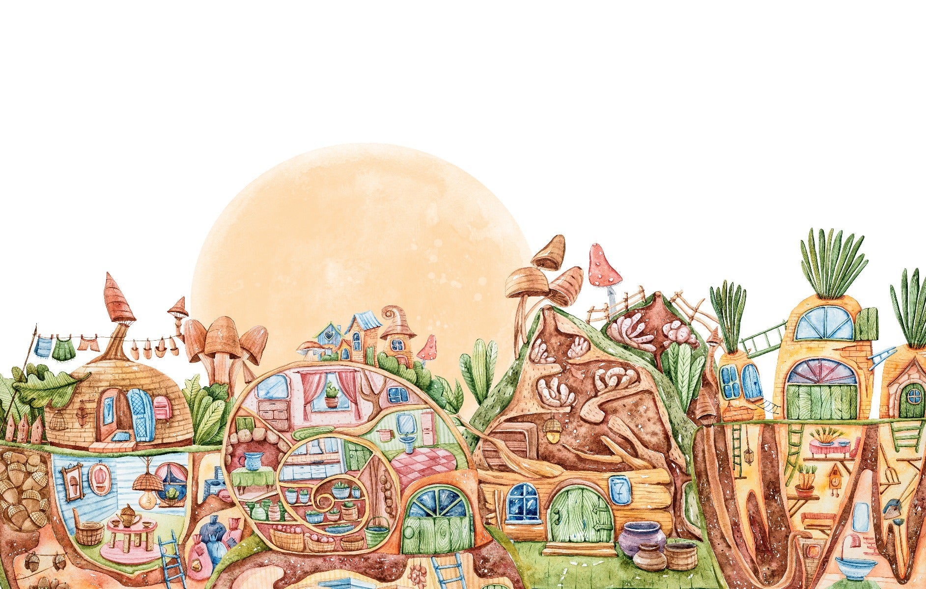 Cute Lively Town Kids Wallpaper Mural