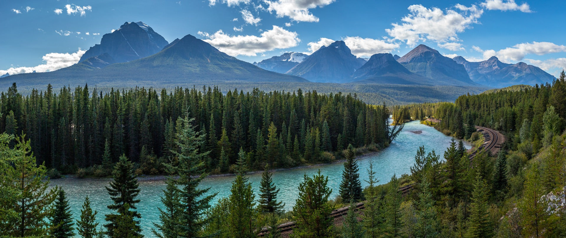 Green & Blue Natural Mountain Floating River Wallpaper Mural