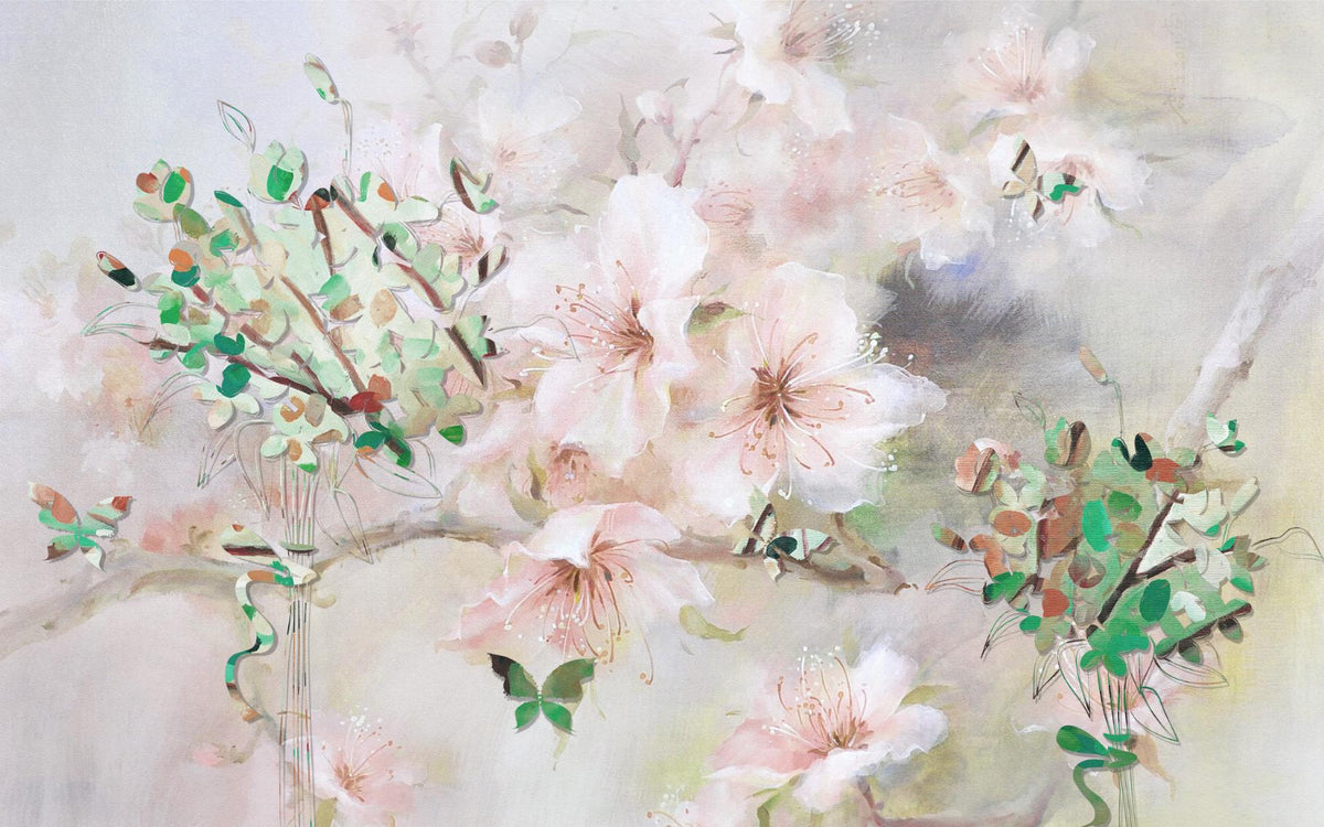 Watercolor Pink Sakura Flower Wallpaper Murals