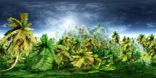 Vivid Green Rainy Morning Jungle Wallpaper Mural