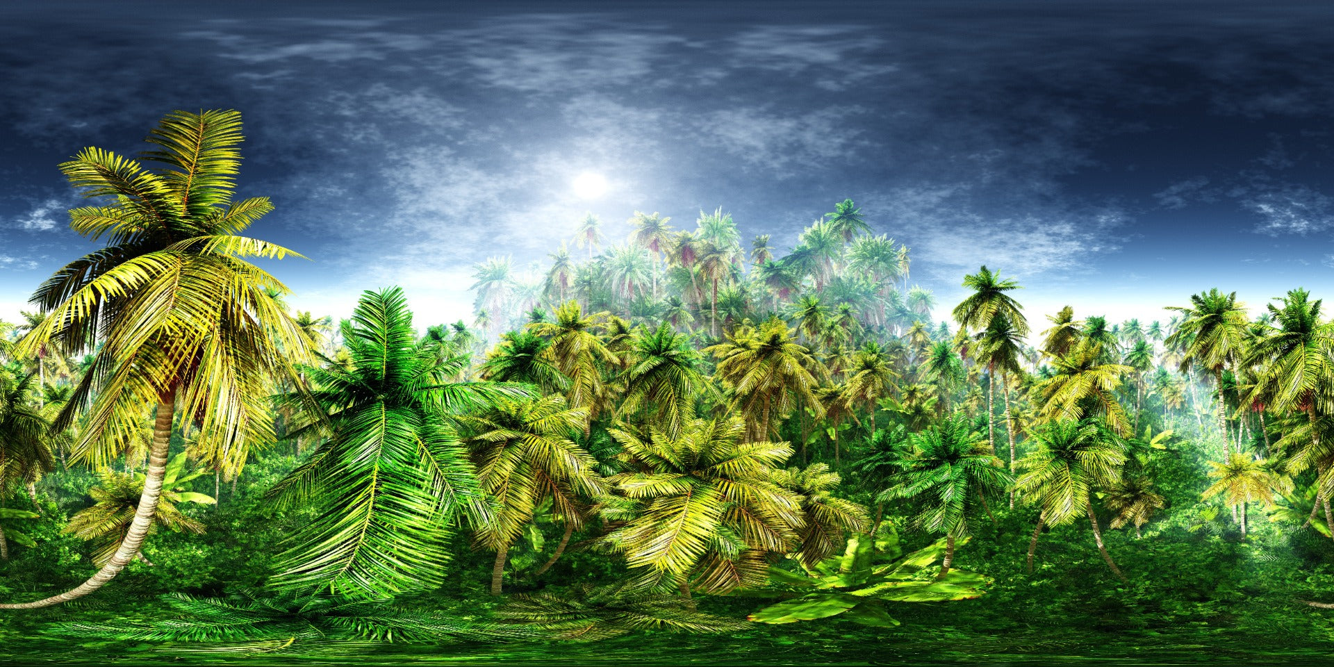 Vivid Green Rainy Morning Jungle Wallpaper Mural