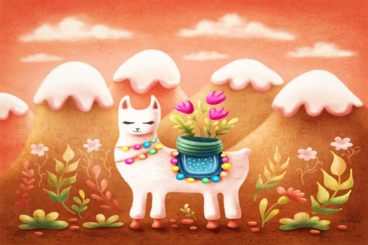 Wander Lama Dusty Mountains Wallpaper Mural