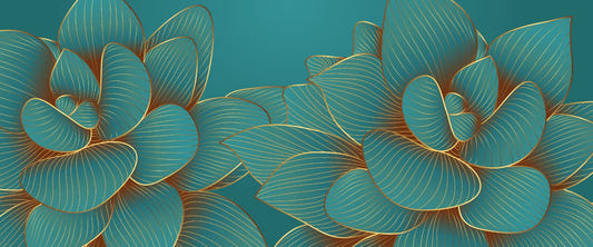 Gold Emerald Lotus Floral Wallpaper Mural
