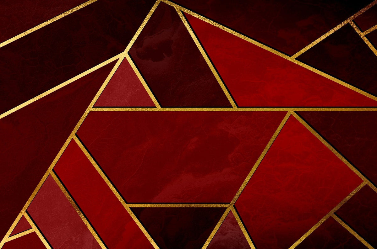 Red and Black Abstract Mosaic Wallpaper Murals