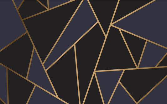 Blue and Gold Abstract Mosaic Wallpaper Murals