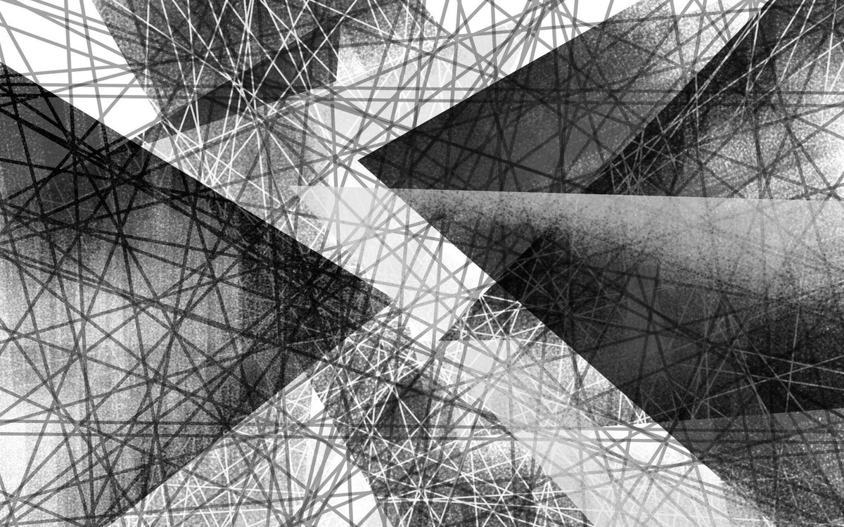 Black & White Monochrome Geometric Art Wallpaper in your room — zoomed