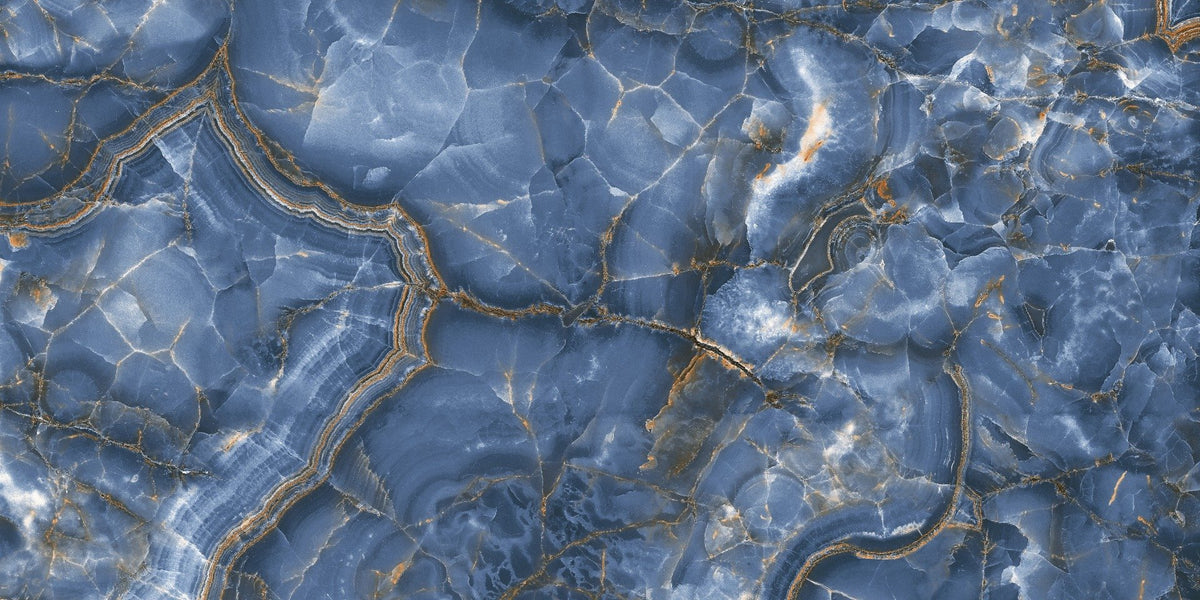 White & Blue Onyx Marble Wallpaper Mural